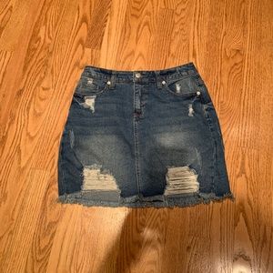 Distressed Jean Skirt